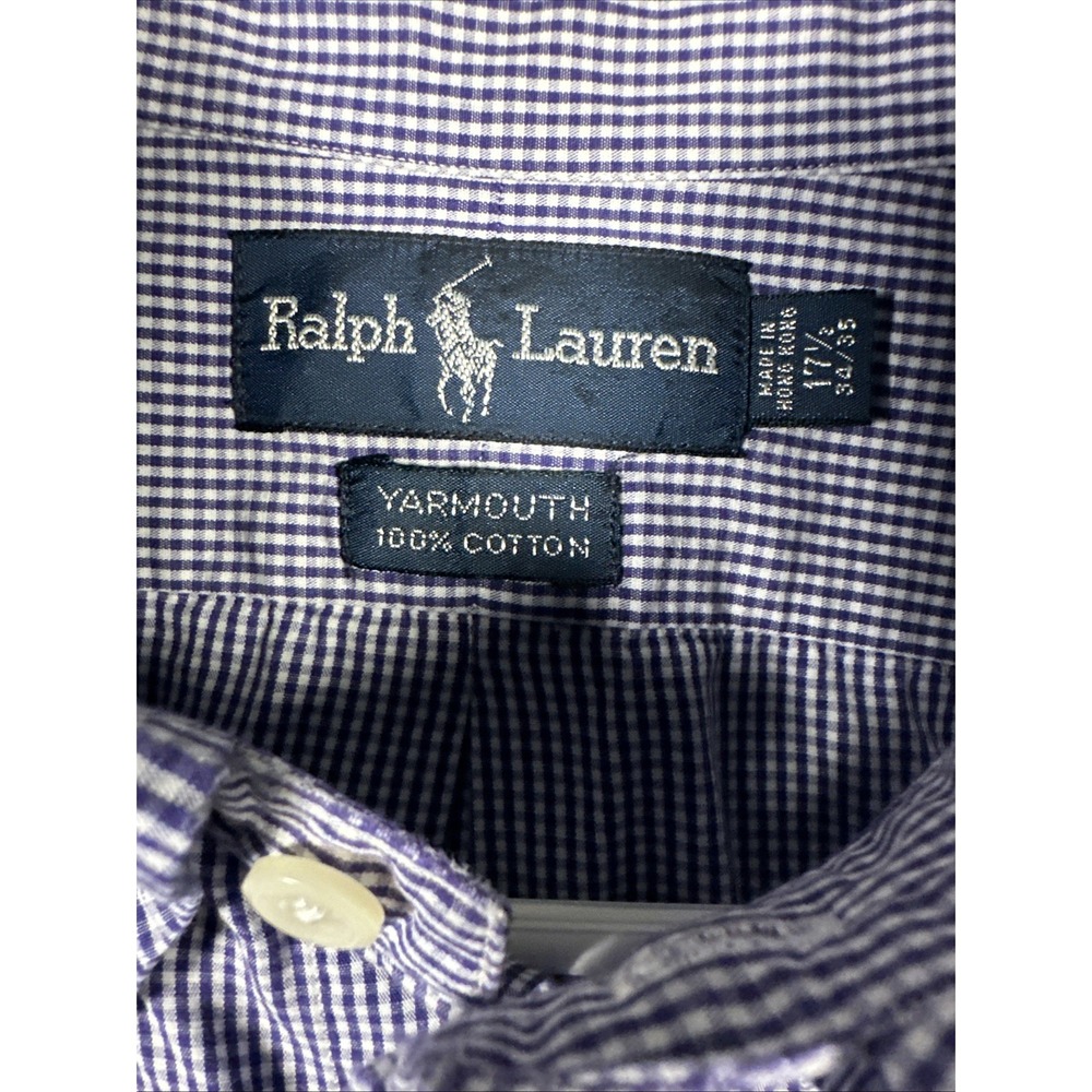 Ralph Lauren Yarmouth Button Down Long Sleeve Shirt Purple Gingham ✅17.5-34/35 - Picture 2 of 8